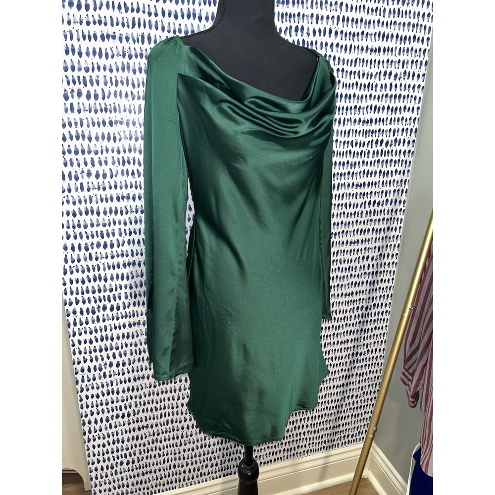 Women's Acoa Green‎ Drape Front Mini Dress Dark Green Size Small EUC